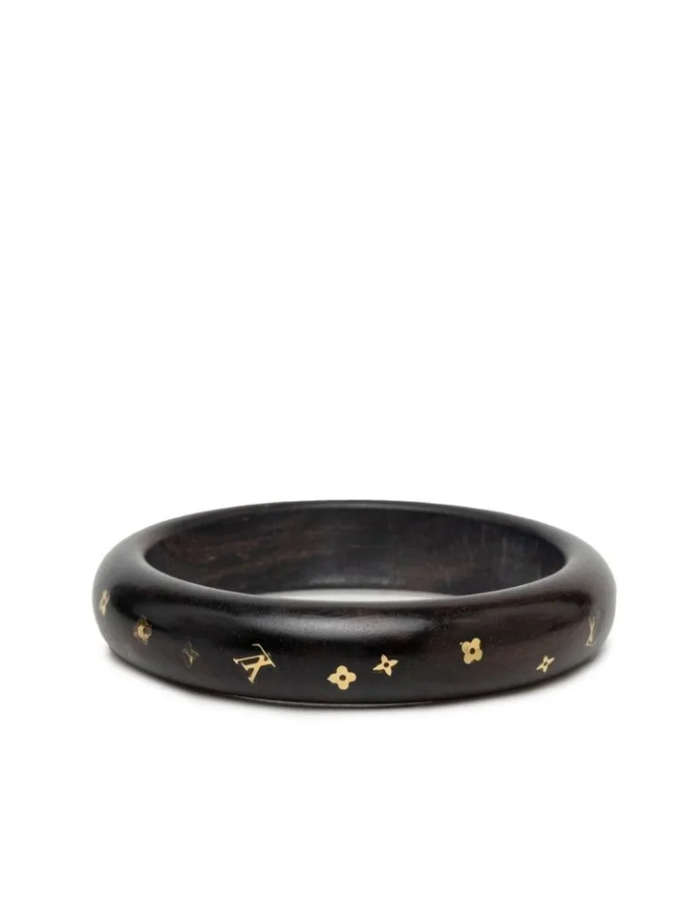 Louis Vuitton Monogram Bracelet Sylvania TPM Bangle M Dark Brown Gold Wood